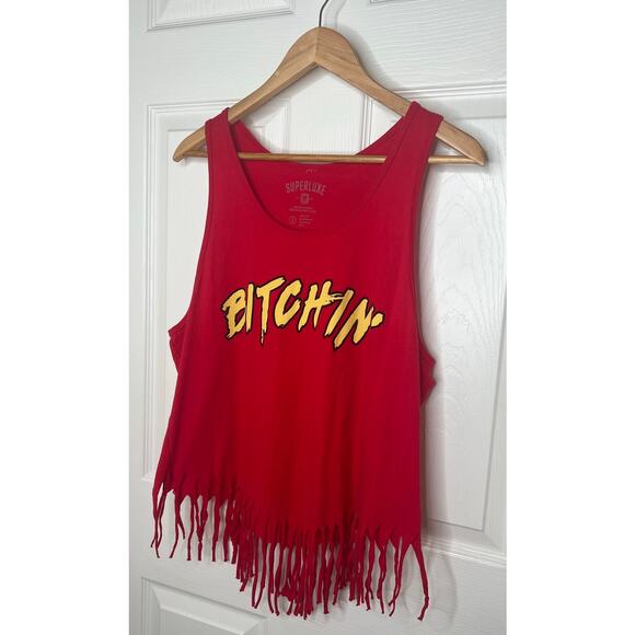 Superluxe Hulk Hogan Women's Red Tank Top Cut Fringe Bottom Size Large - Picture 3 of 8